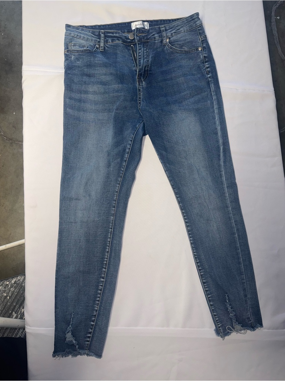 BAMBOO Women's Skinny Jeans in Faded Blue Denim